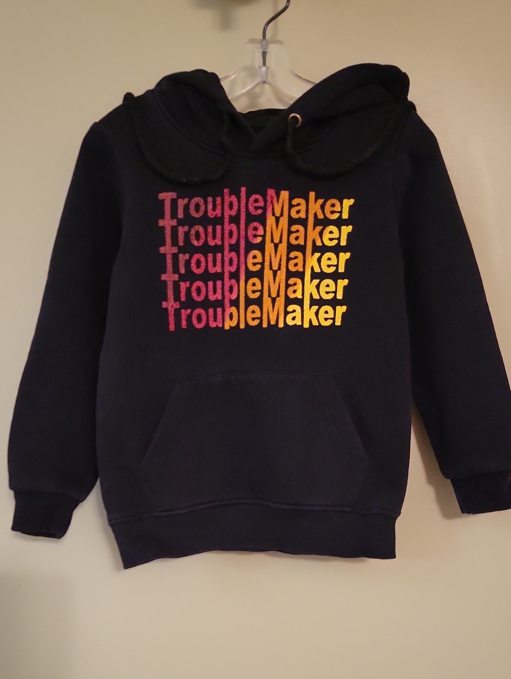 Black 'Troublemaker' pullover hoodie